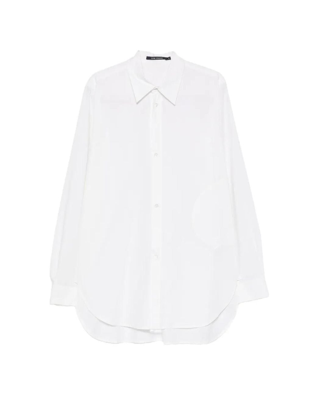 Sofie D'Hoore White Curved-Hem Long-Sleeve Shirt