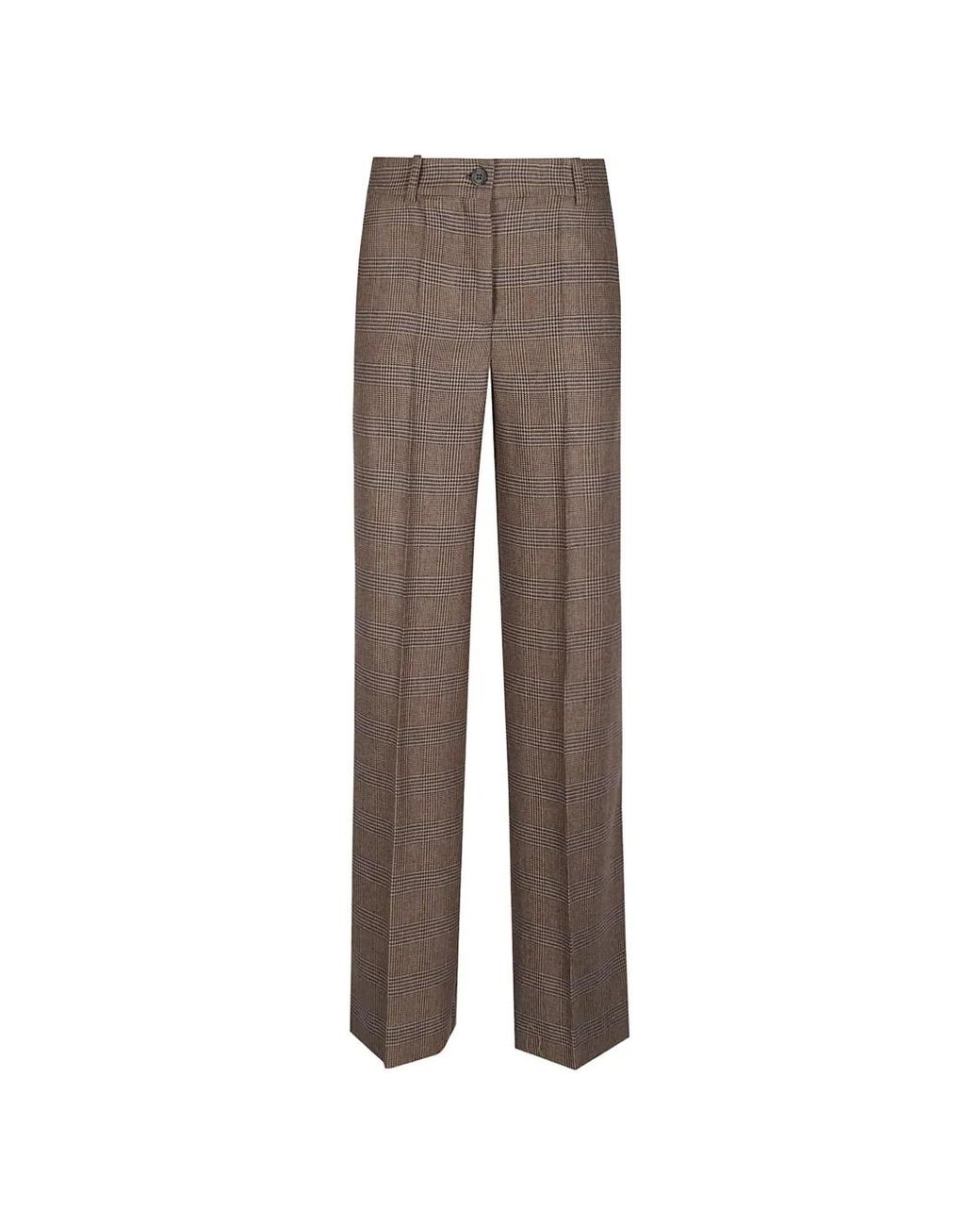 P.A.R.O.S.H. Brown Checked Tailored Trousers