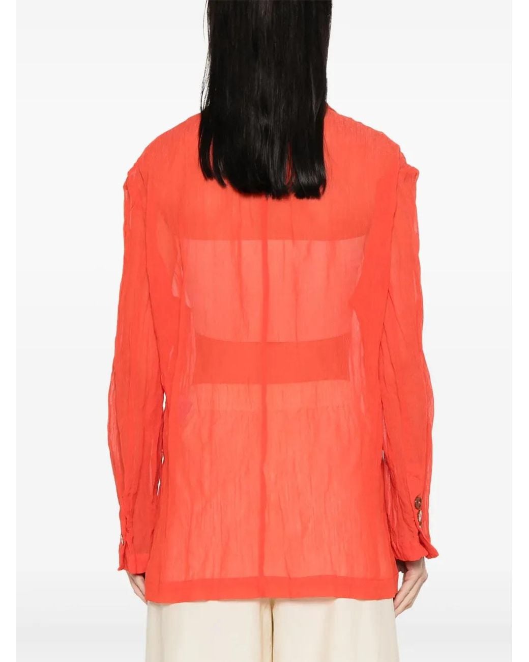 Alysi Red Crinkled-Effect Blazer