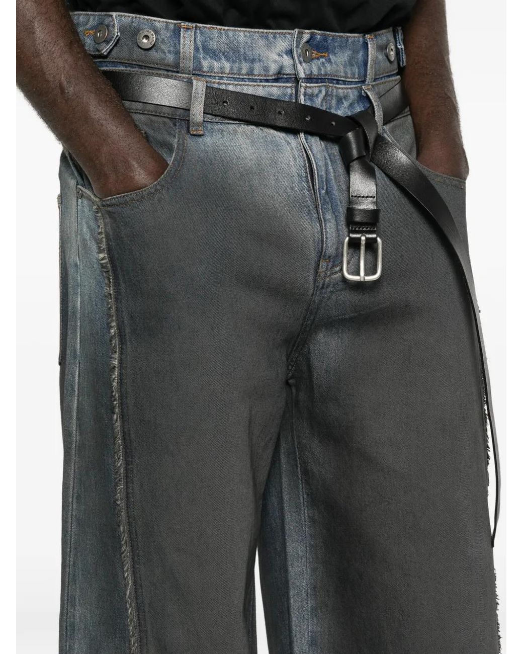 Feng Chen Wang Gray Gradient-Effect Denim Jeans