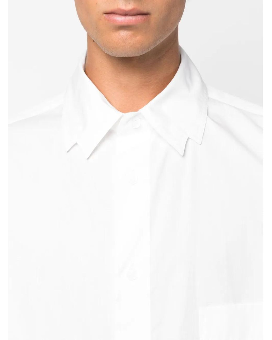Yohji Yamamoto White Long-Sleeve Cotton Shirt for men