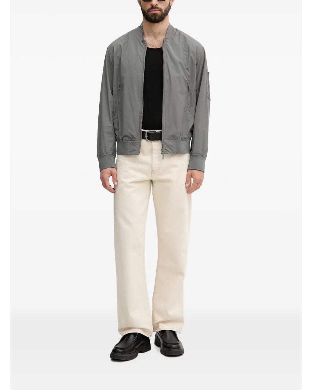 ARMANI EXCHANGE Gray Zip-Up Bomber Jacket for men