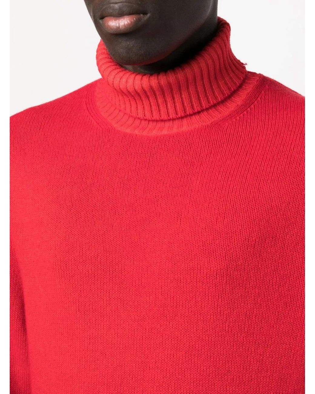 Malo Red Fine-Knit Rollneck Jumper for men