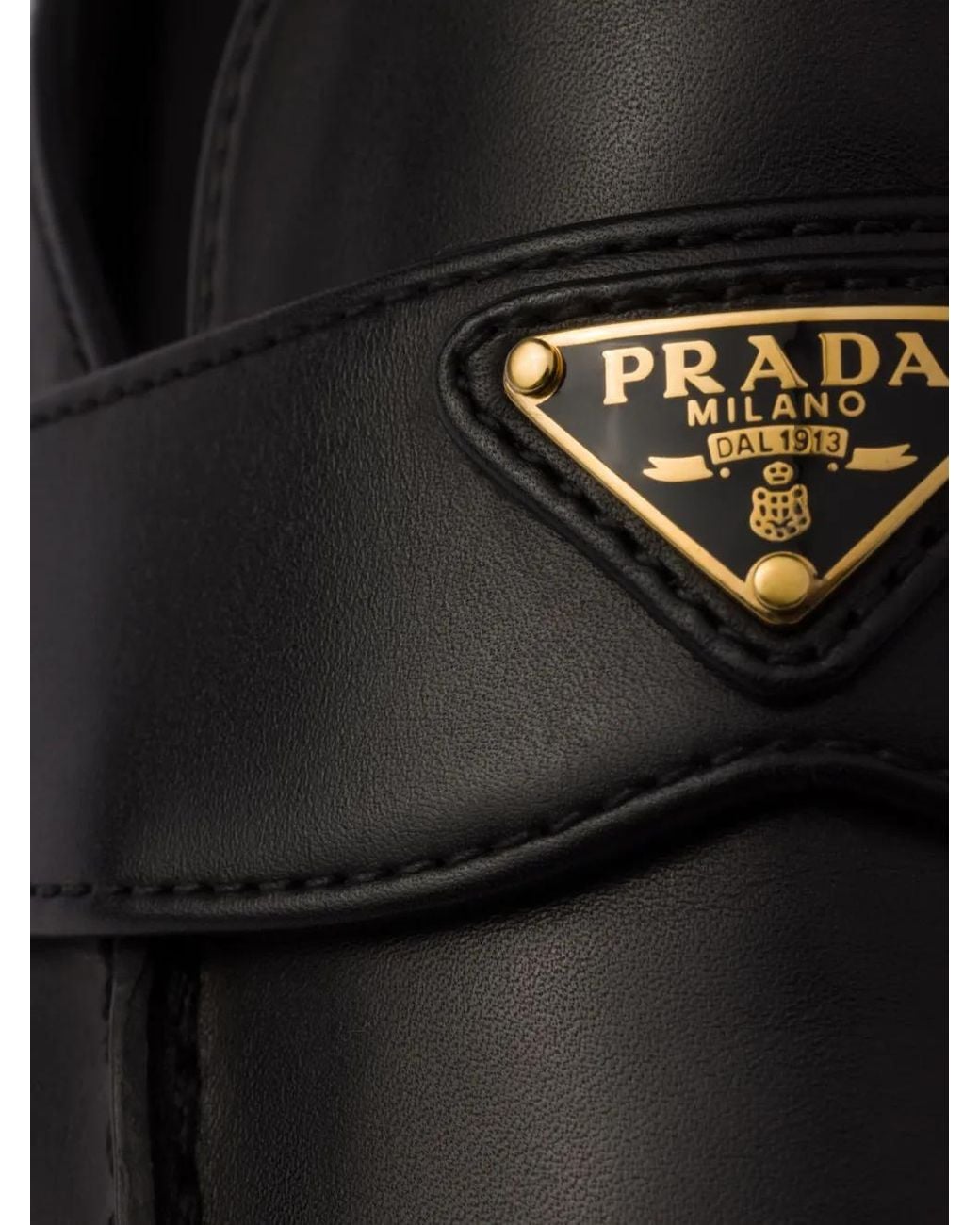 Mules En Cuir Prada en coloris Black
