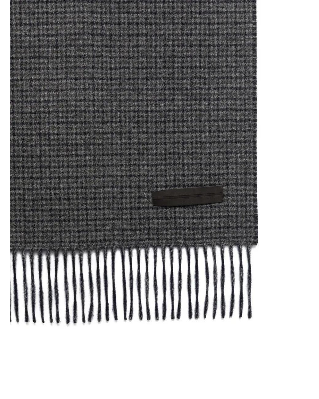Zegna Gray Fine-Checked Scarf for men