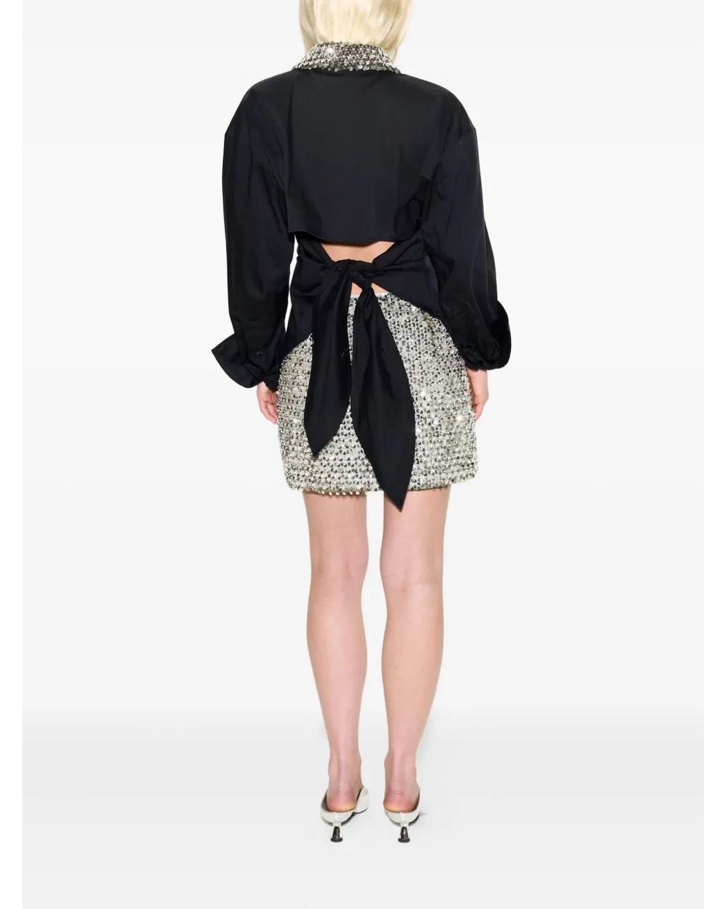 Simon Miller Black Embellished-Loch Button-Up Shirt