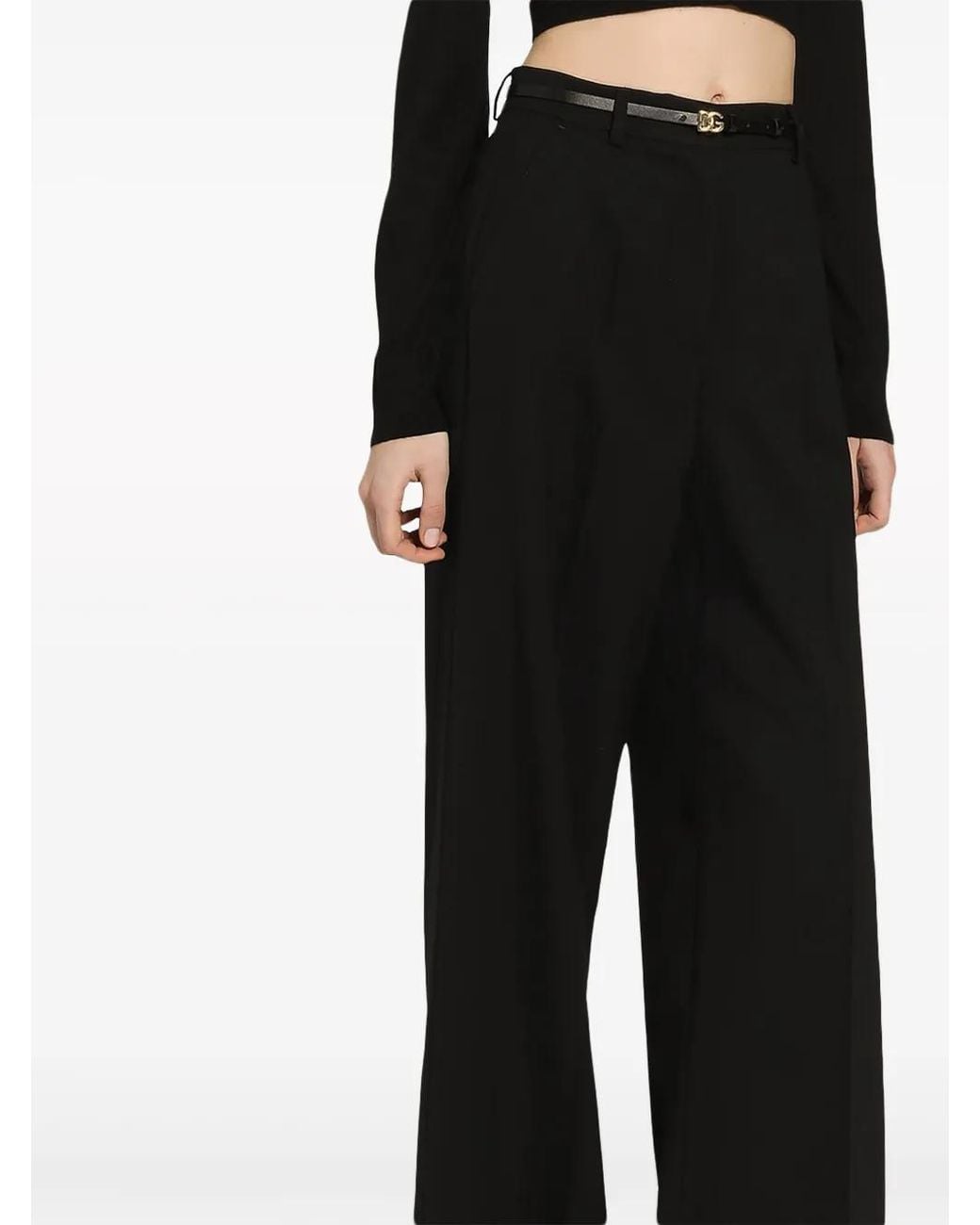 Dolce & Gabbana Black Pressed-Crease Palazzo Pants