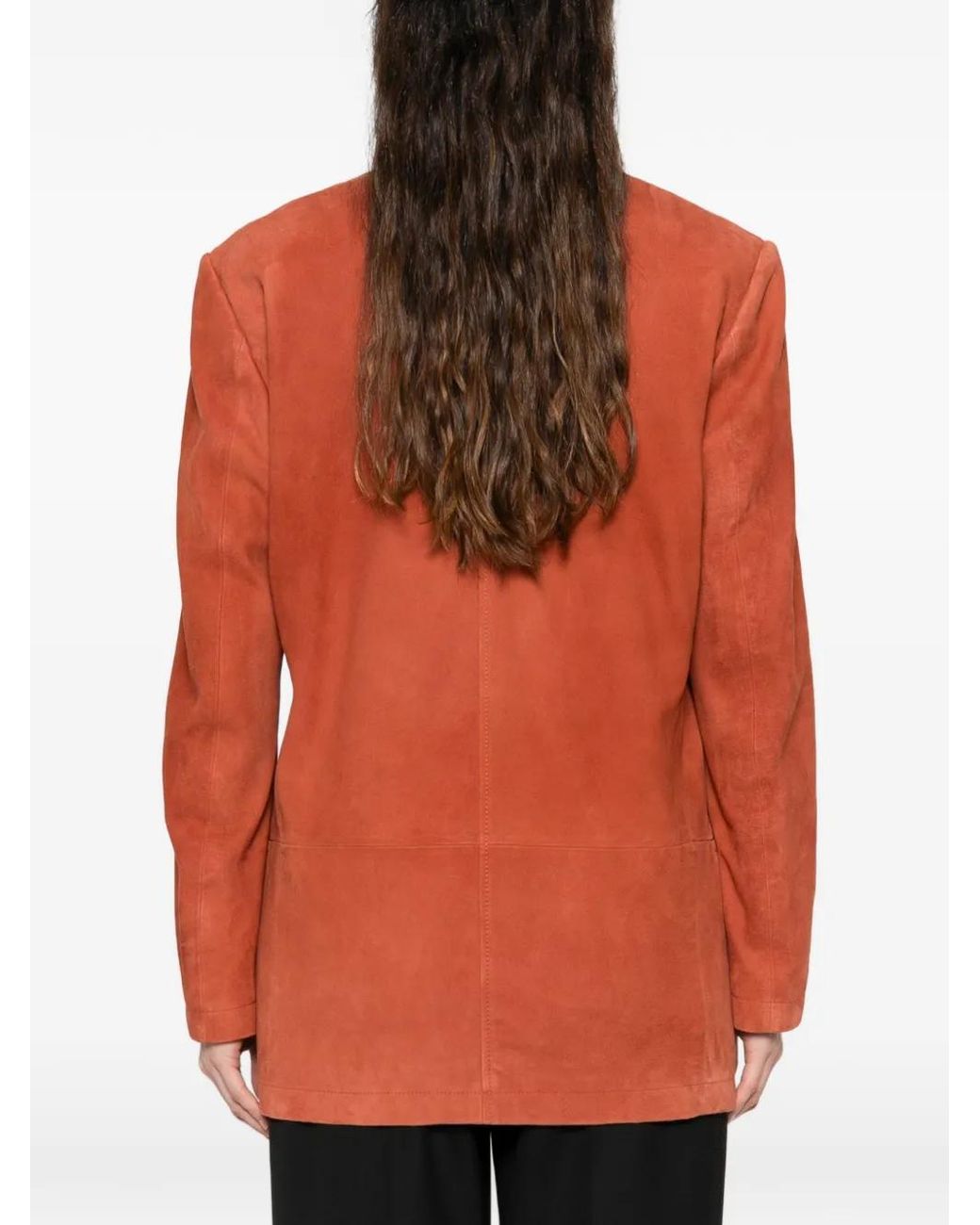 Alberta Ferretti Orange Ring-Detail Double-Breasted Blazer