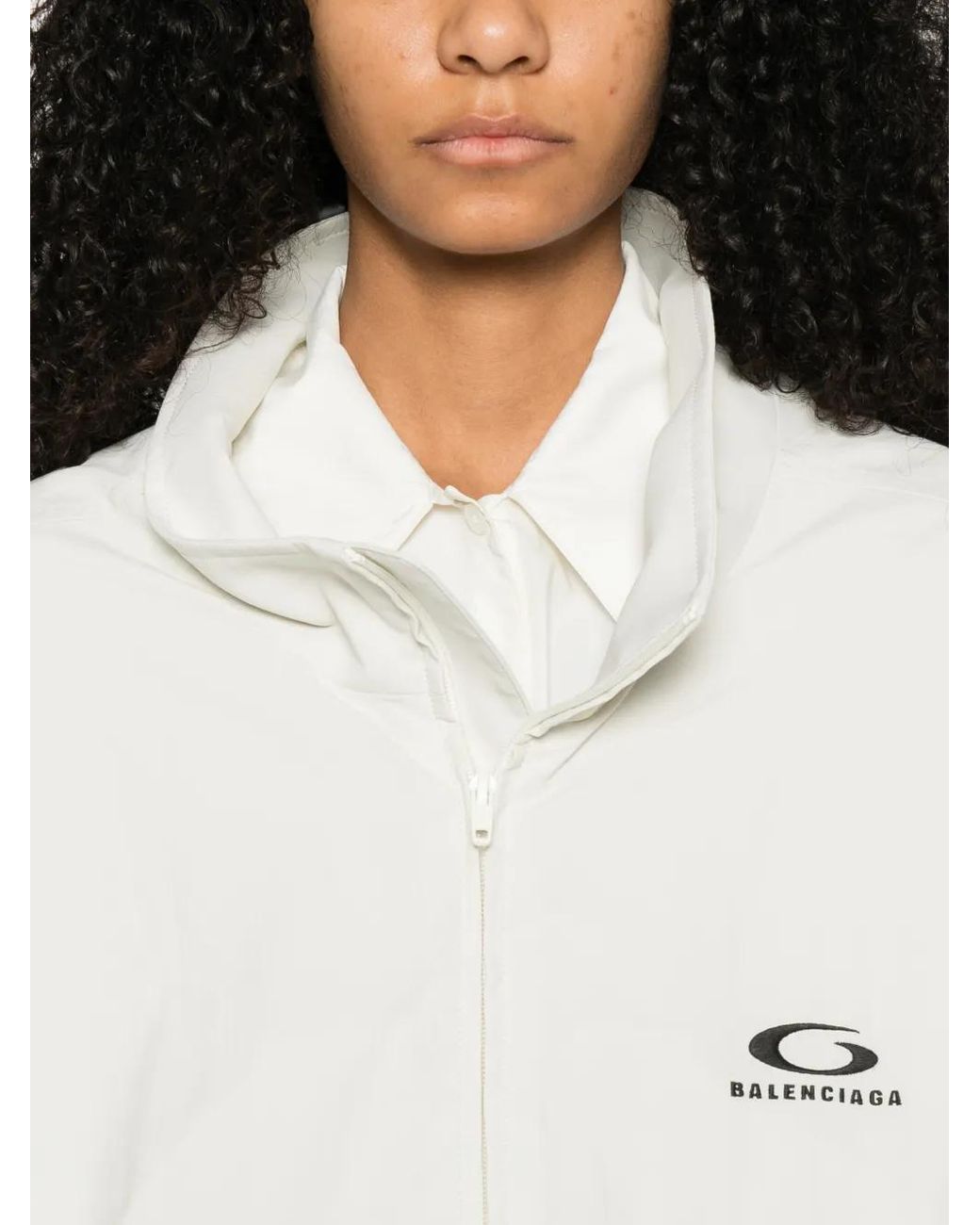 Balenciaga White Logo Zip Jacket