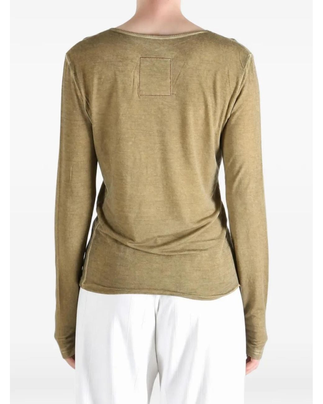 Uma Wang Green Front-Tie Long-Sleeve Top