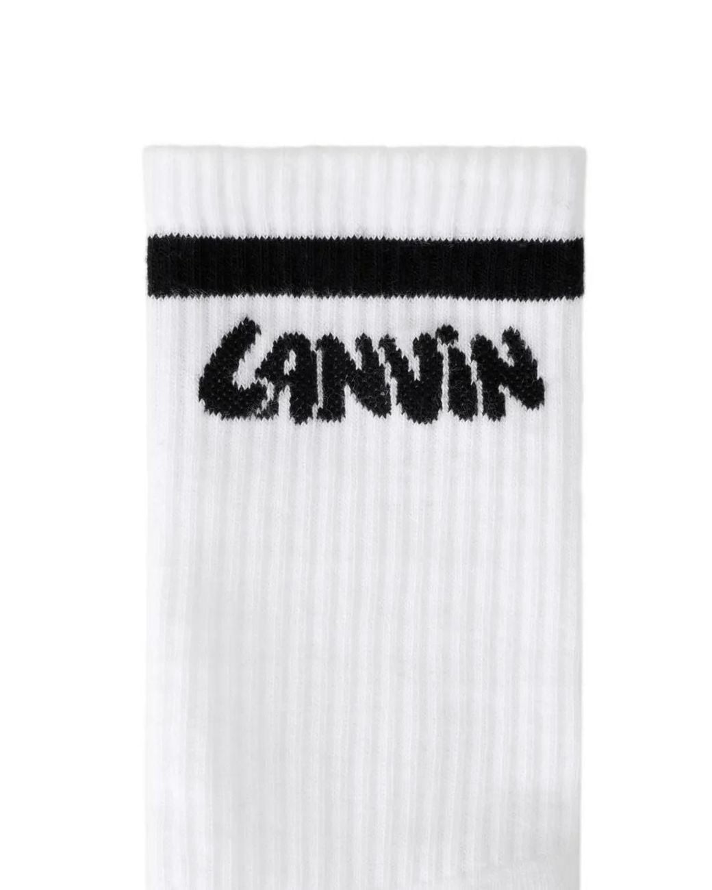 Lanvin White Chaussettes Rayées À Logo for men