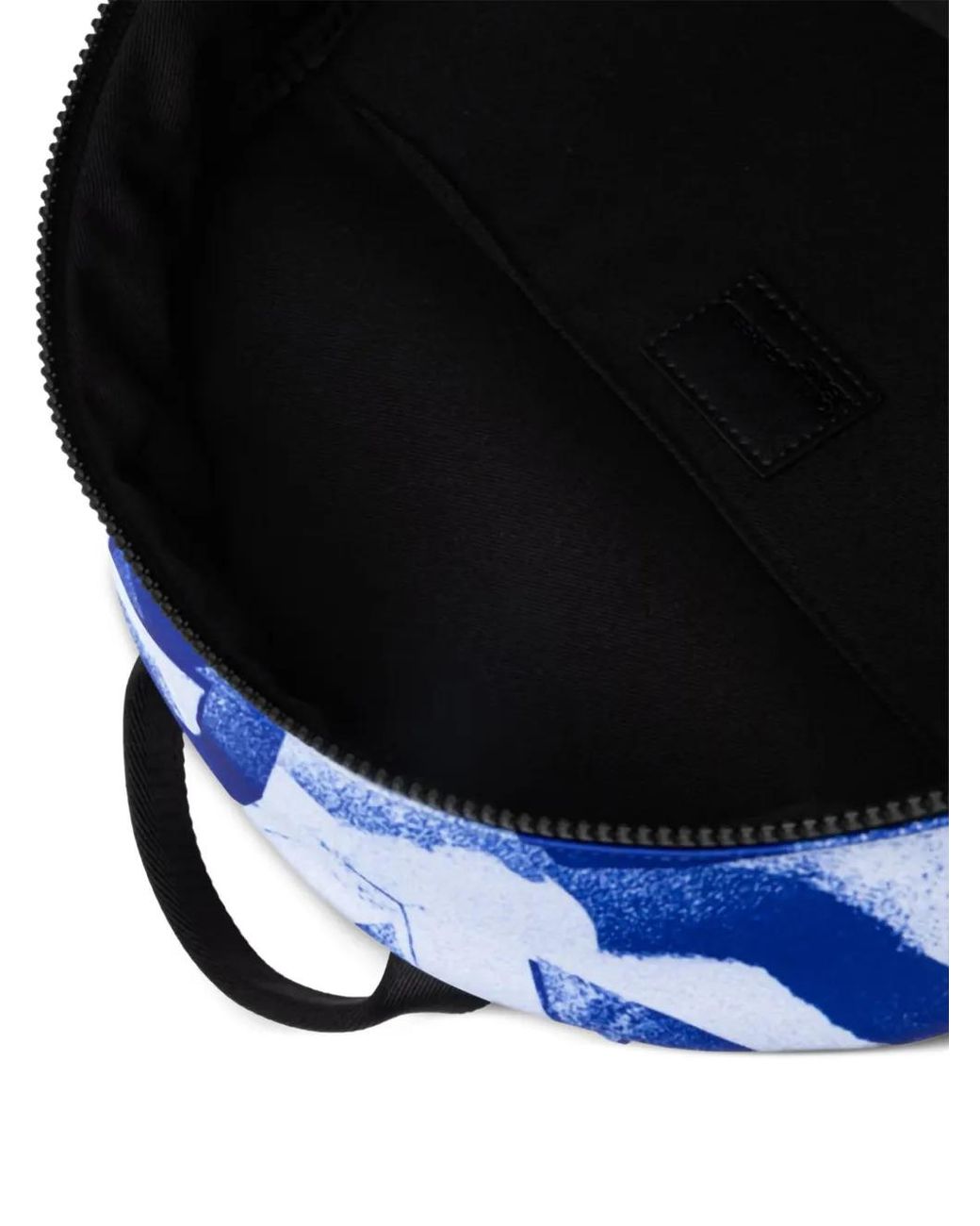 Karl Lagerfeld Blue Graffiti-Print Logo-Patch Backpack for men