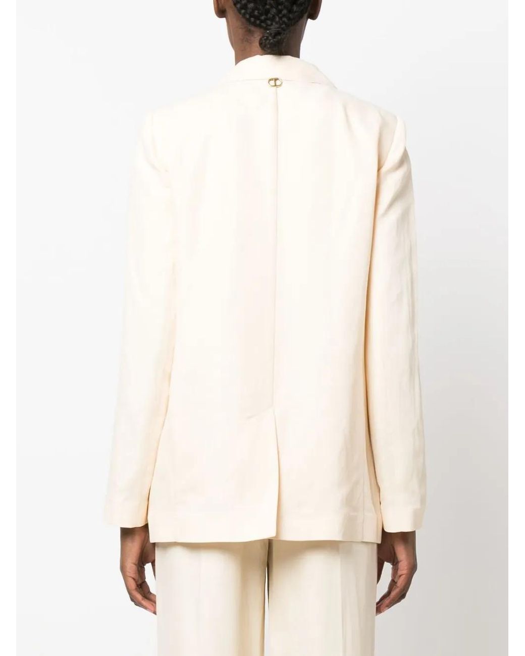 Twinset Natural Single-Breasted Tied-Waist Blazer