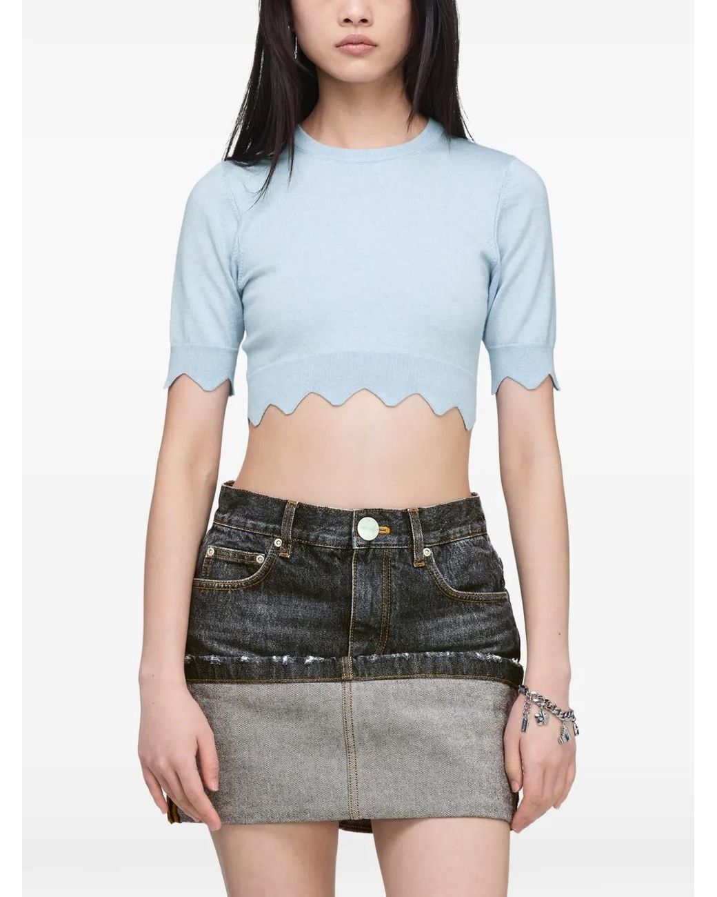 Marc Jacobs Blue Pull Daisy À Bords Festonnés