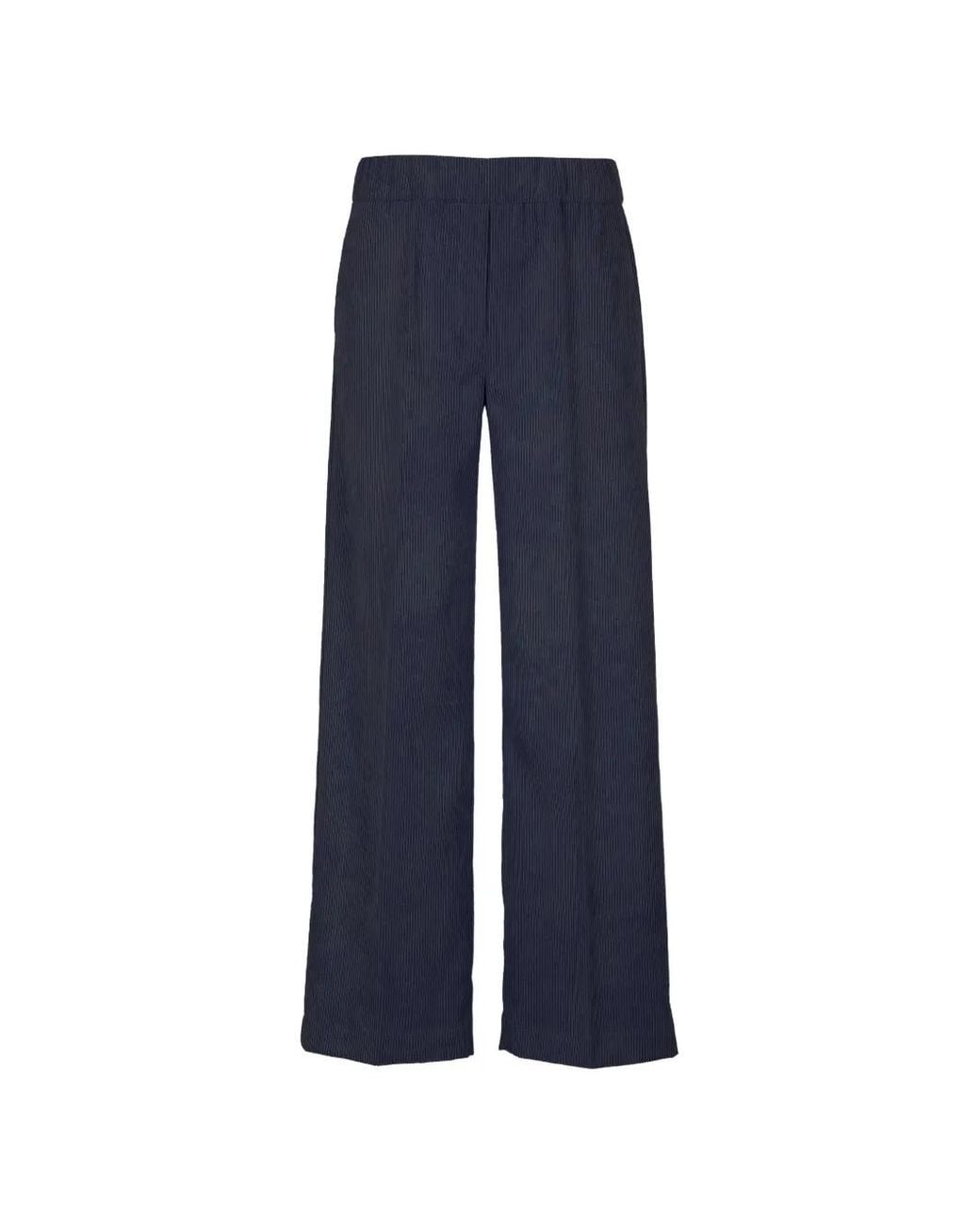 D.exterior Blue Plissé-Effect Wide-Leg Trousers