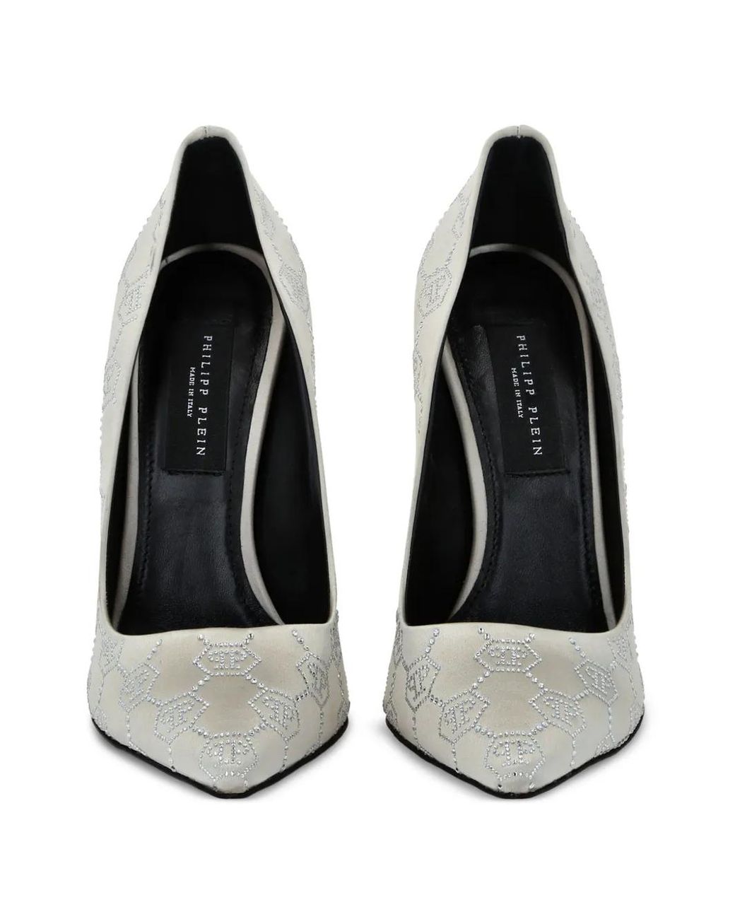 Philipp Plein White Decollete Monogram Strass Pumps