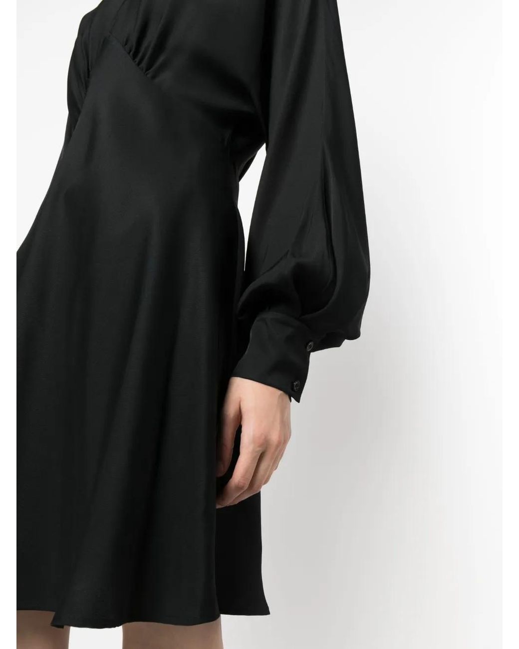 Moschino Black Satin Poet-Sleeve Midi Dress
