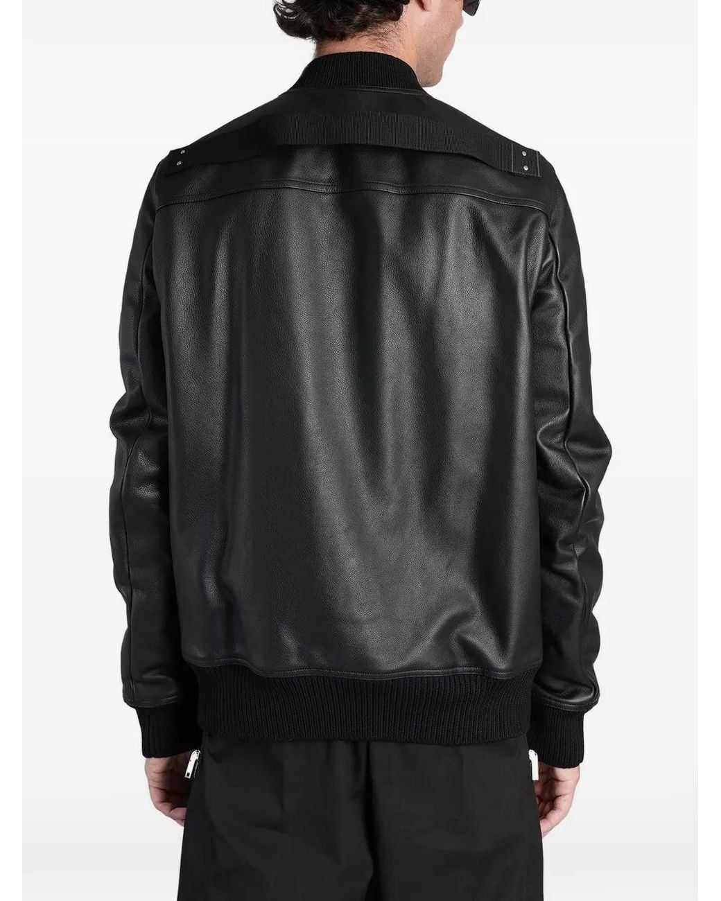 Rick Owens Gray Heizer Zip-Pocket Leather Bomber Jacket for men