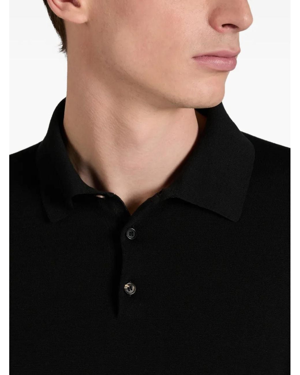 Zanone Black Buttoned Polo Shirt for men