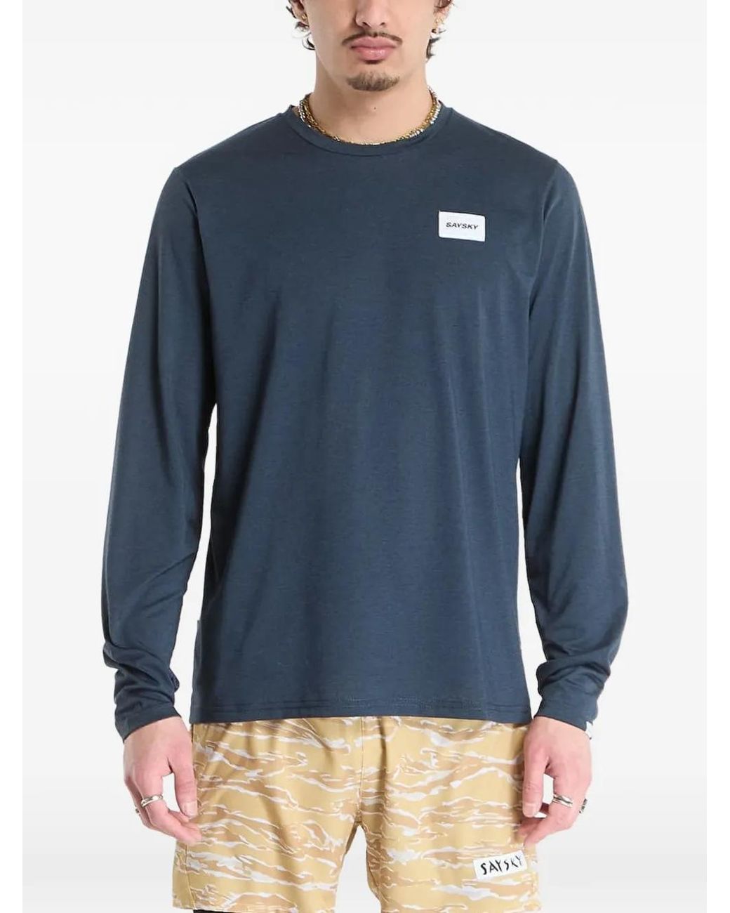 Saysky Blue T-Shirt Clean Motion À Manches Longues for men
