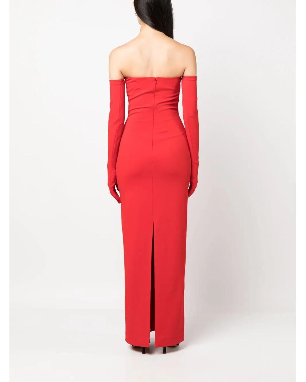 Solace London Red The Tullia Strapless Gown