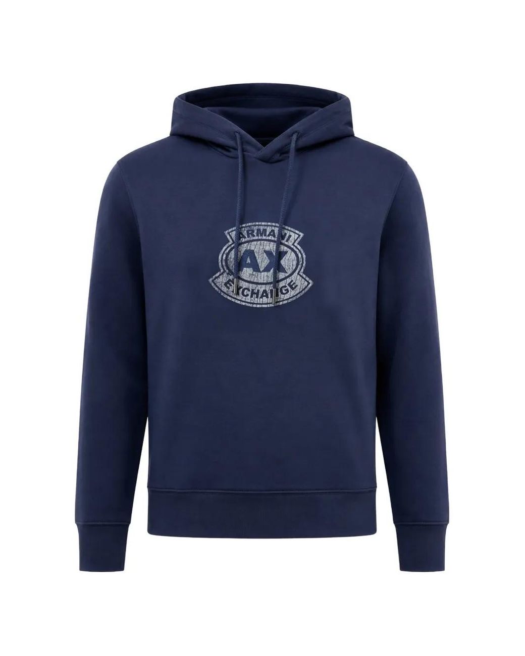 ARMANI EXCHANGE Blue Stretch Cotton Blend Hooded Sweatshirt for men