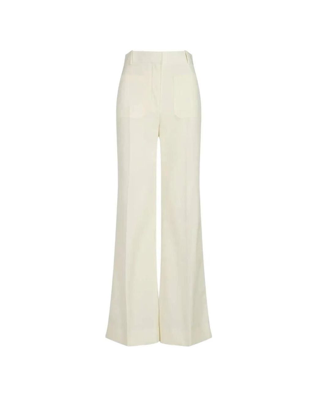 Victoria Beckham White Alina Pressed-Crease Wide-Leg Trousers