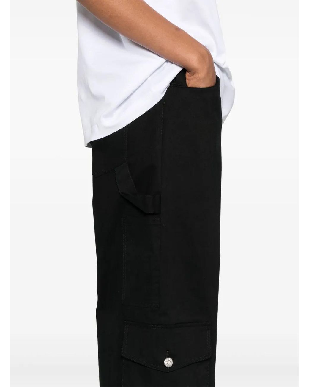 Moschino Black Gabardine-Weave Cargo Pants