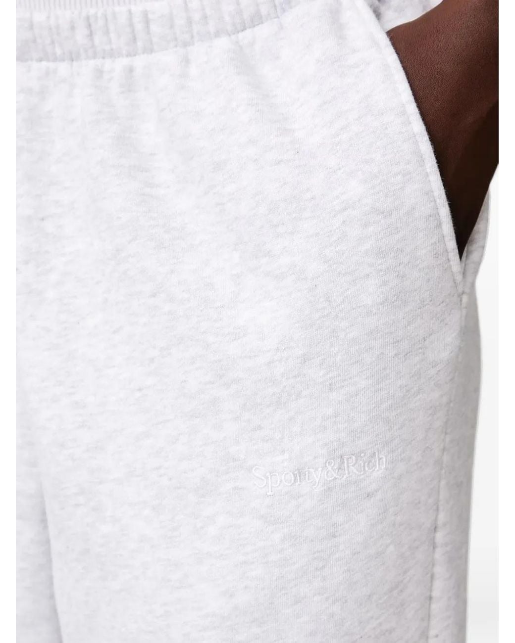 Sporty & Rich White Bennett Serif Logo-Embroidered Track Pants