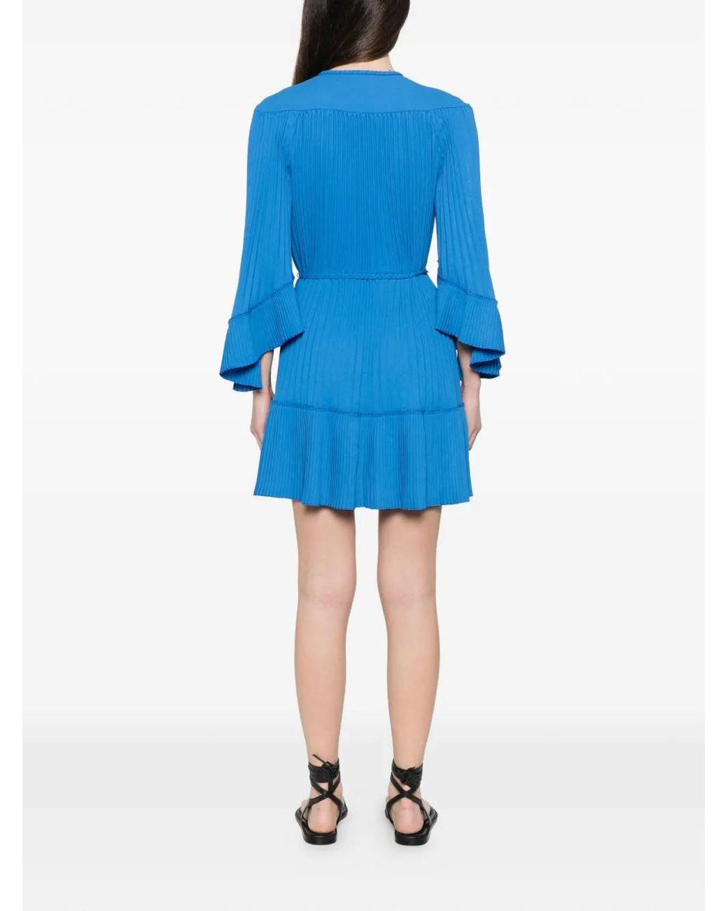 Maje Blue Short Pleated Dress