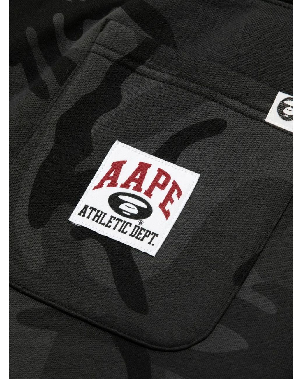 Aape By A Bathing Ape Black Camo-Print Logo Track Pants for men