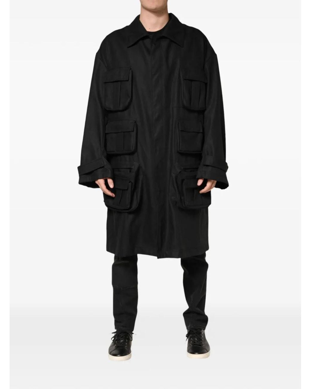 Dolce & Gabbana Black Multi-Pocket Collared Coat for men