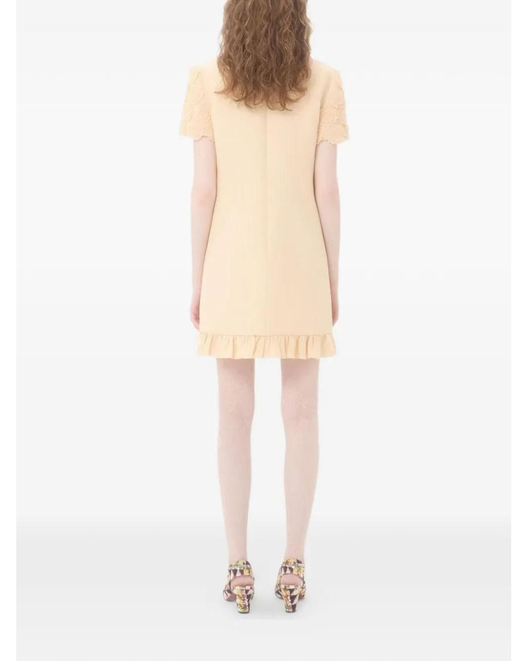 Valentino Garavani Natural Lace-Embellished Ruffled Mini Dress