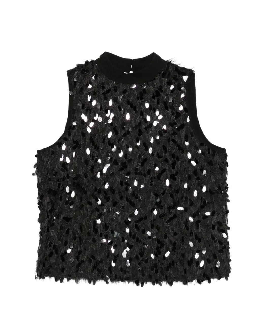 Marella Black Sequin-Embellished Sleeveless Top