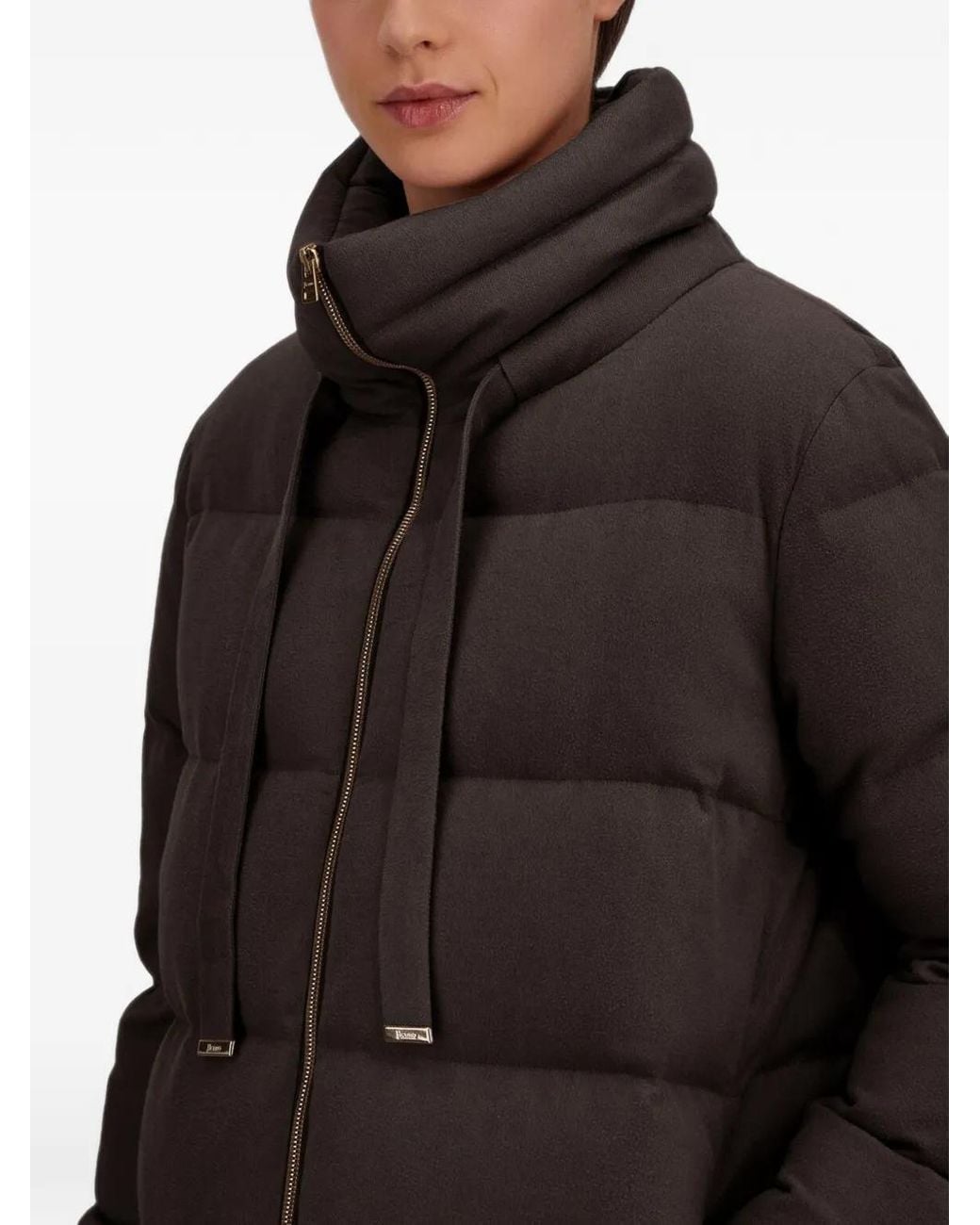 Herno Black Quilted Cashmere-Blend Coat