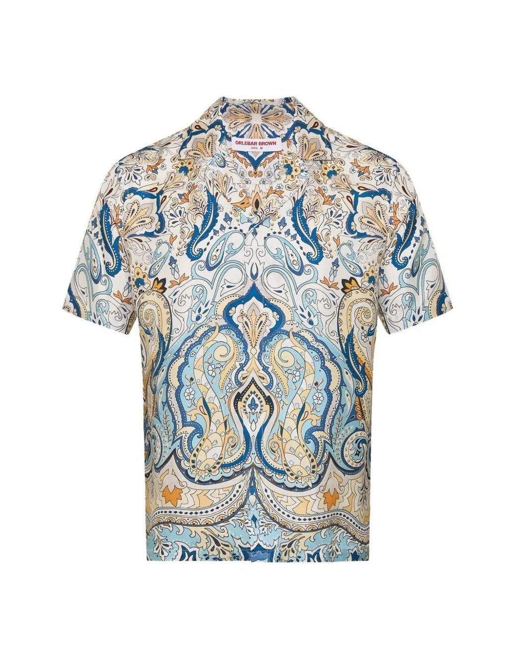 Orlebar Brown Blue Maitan Silk Fairground Shirt for men