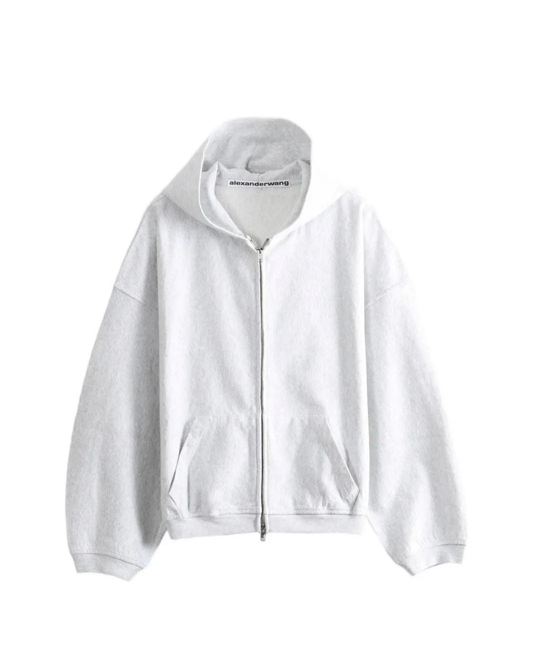 Alexander Wang White Crystal Embellished Oversized Zip-Up Hoodie