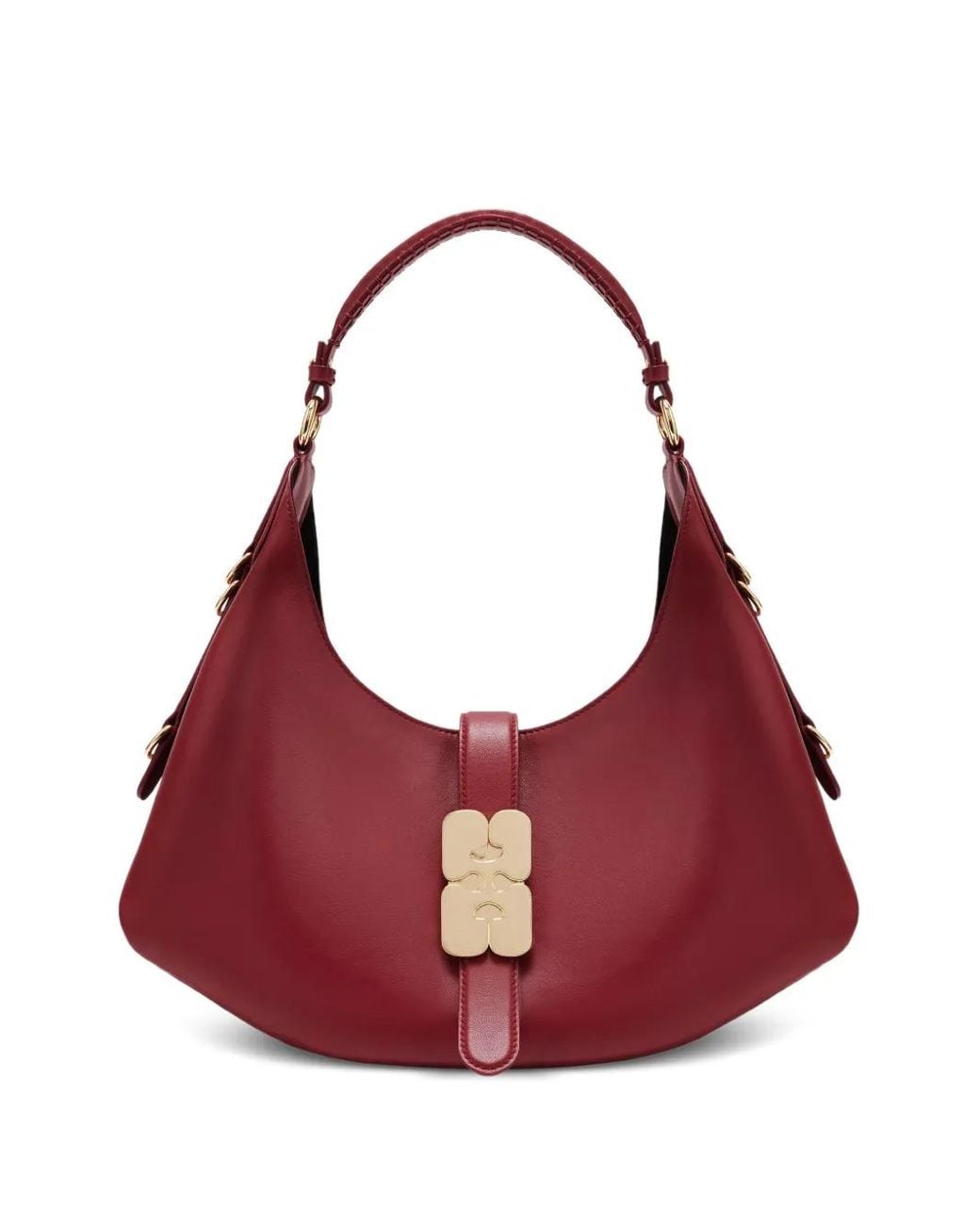 Ganni Red Baguette Pouch Paglia Ff/Vit