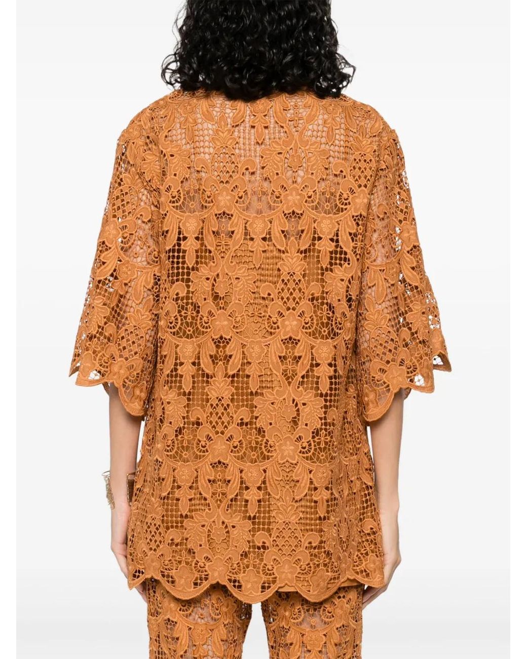 Zimmermann Orange Coco Lace Tunic Top
