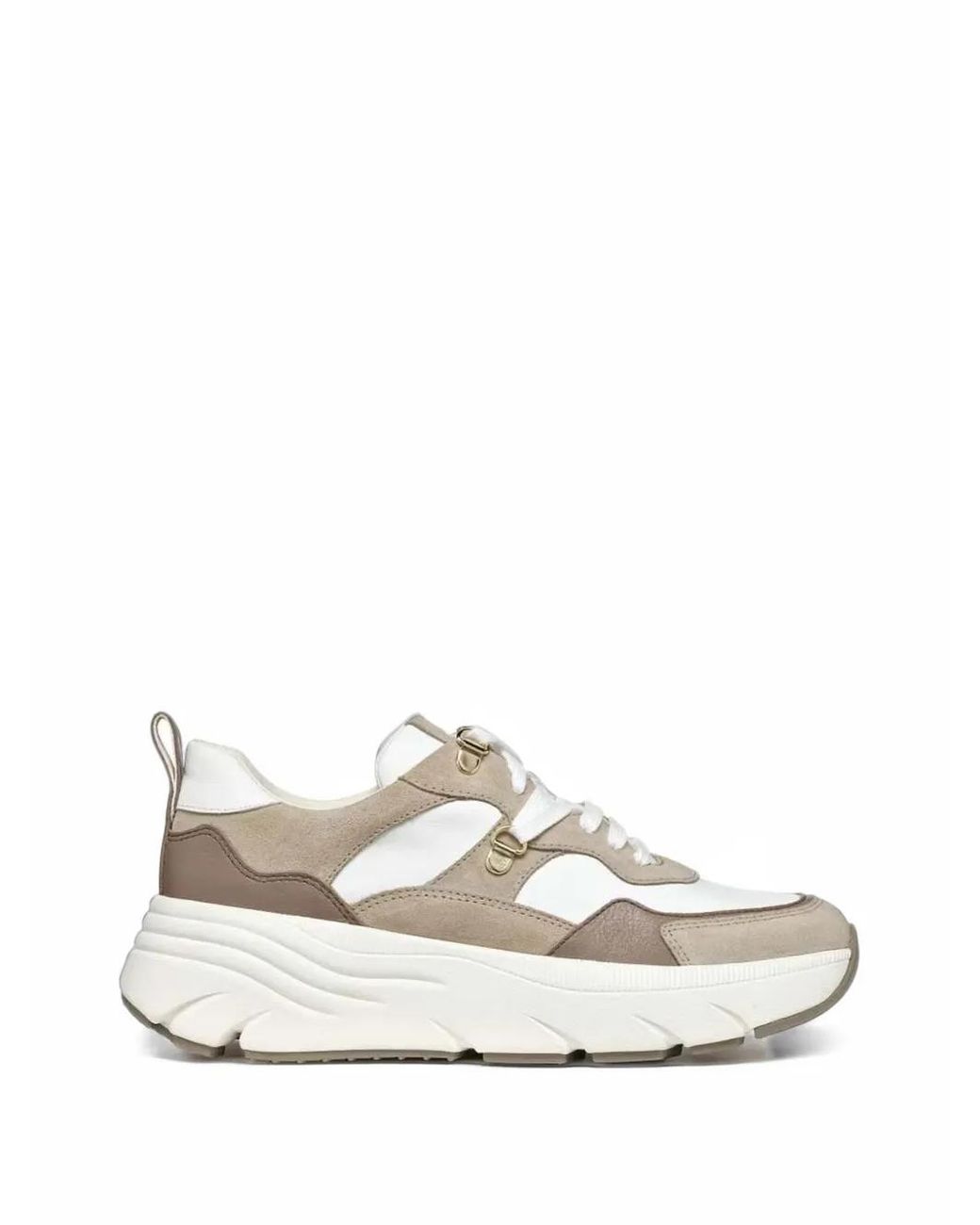 Geox White Diamanta Panelled Chunky-Sole Sneakers