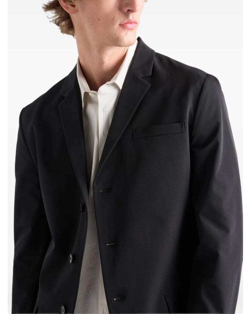 Prada Black Notch-Lapel Single-Breasted Blazer for men