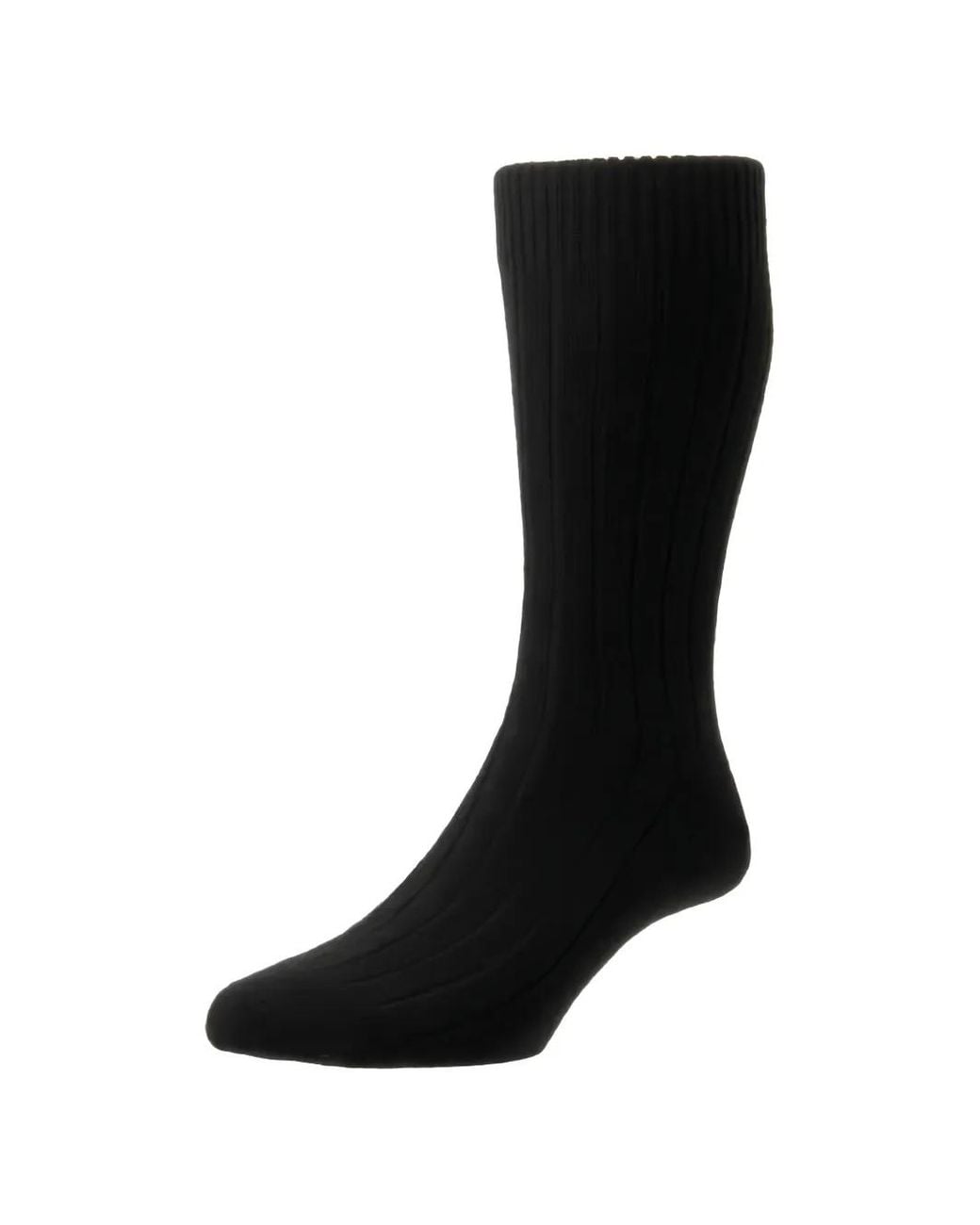 Pantherella Black Waddington Ribbed-Knit Socks for men