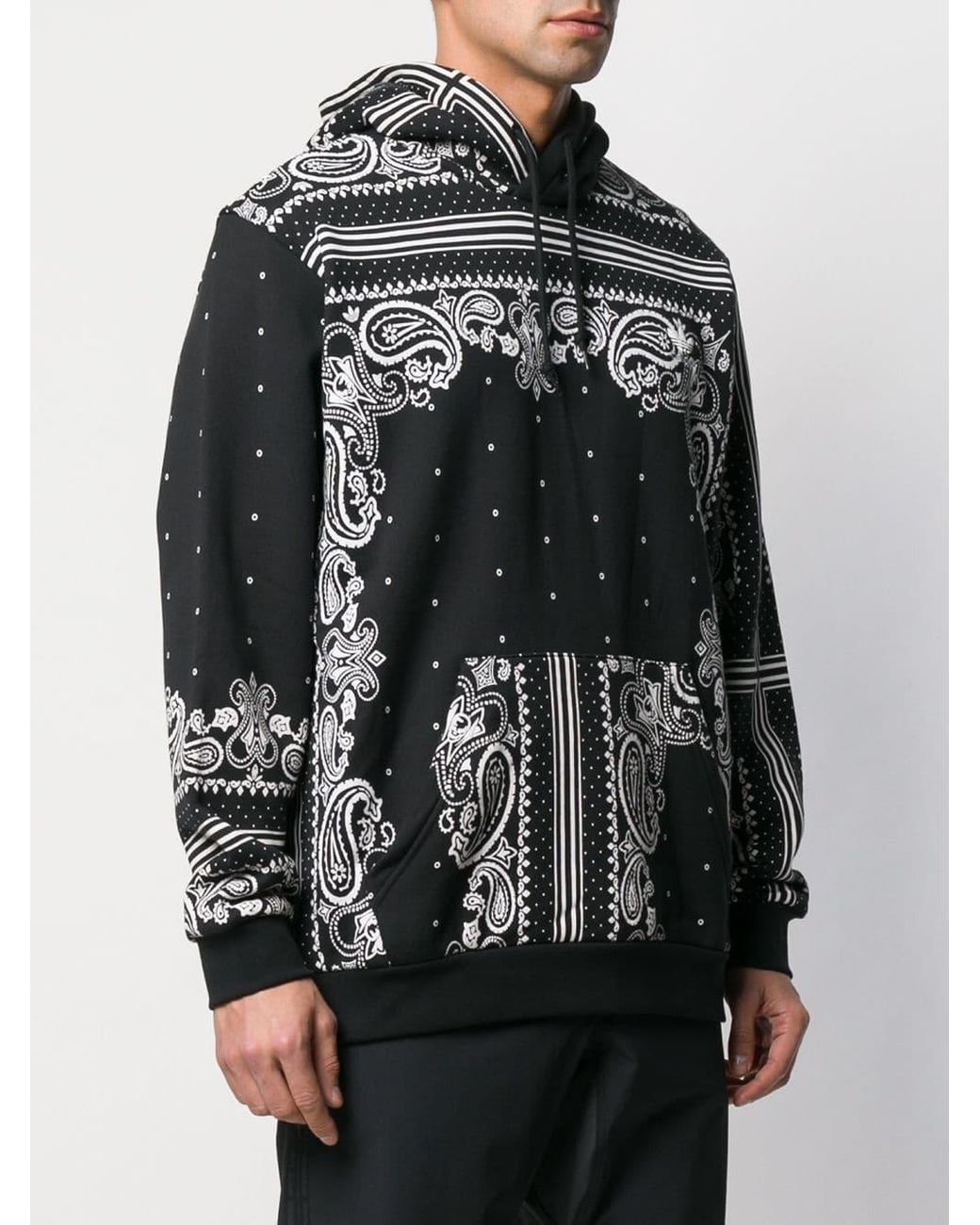 adidas Cotton Paisley Print Hoodie in Black for Men | Lyst