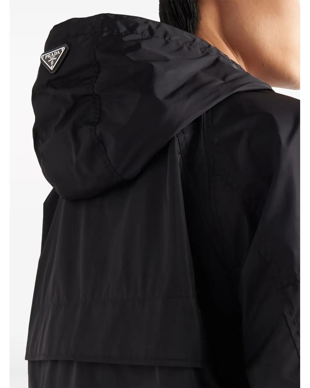Prada Black Triangle-Logo Hooded Jacket for men
