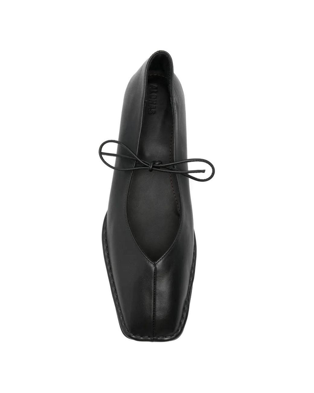 Alohas White Bow-Detail Square-Toe Ballet Flats