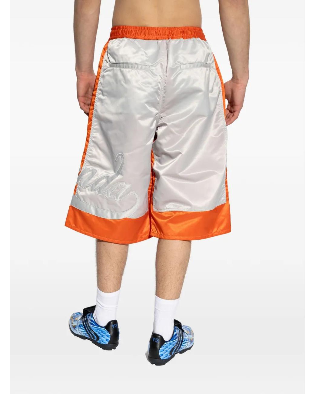 PDF Gray Logo-Embroidered Colour-Block Shorts for men