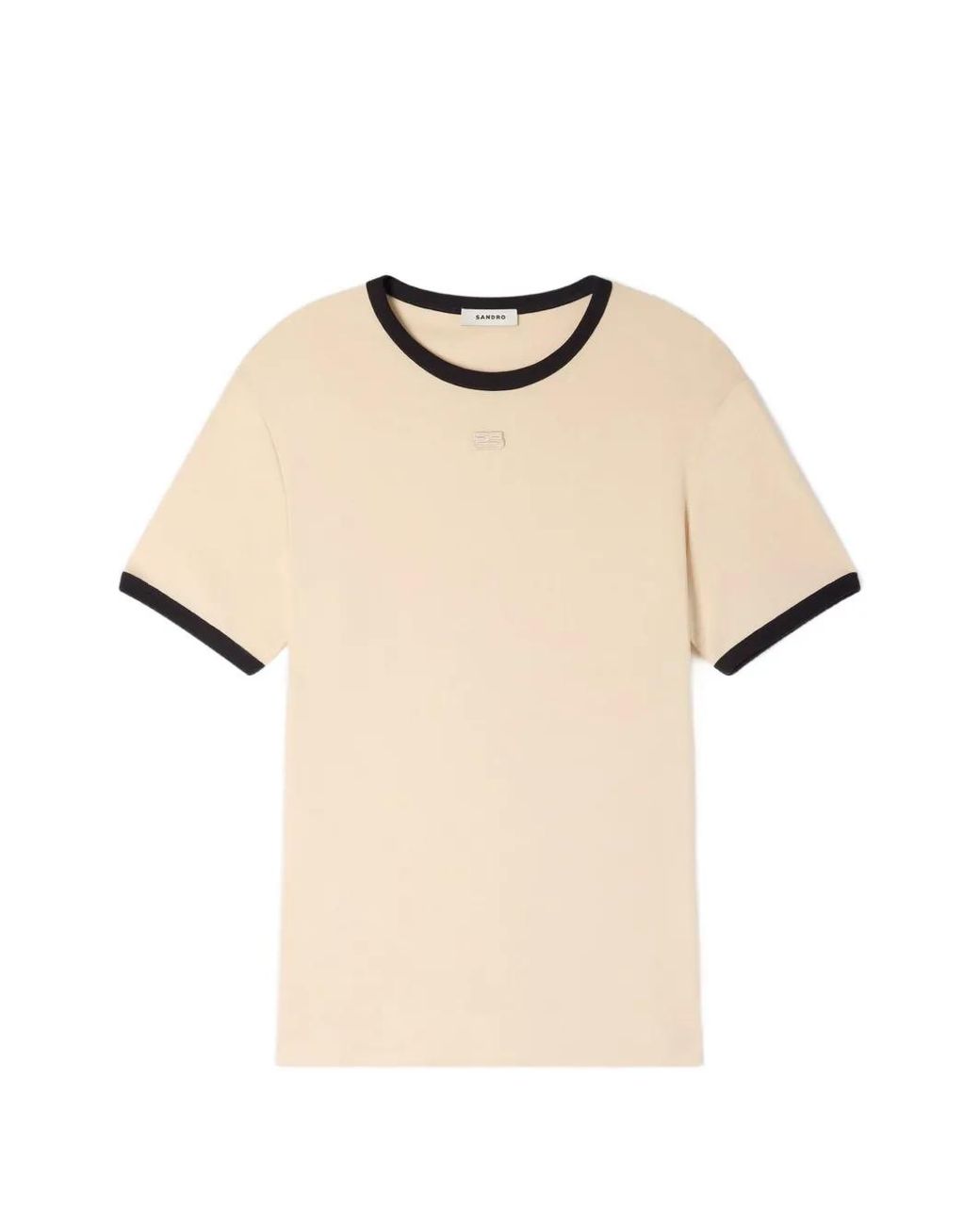 Sandro Natural Two-Tone Patch T-Shirt for men
