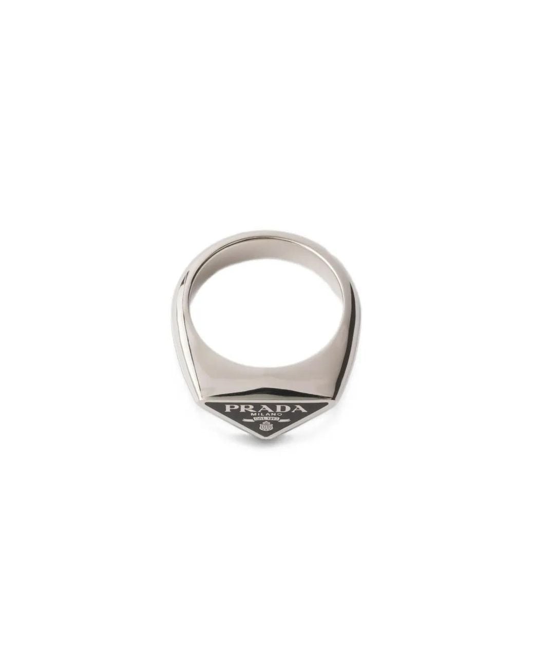 Prada Black Enameled Metal Ring for men