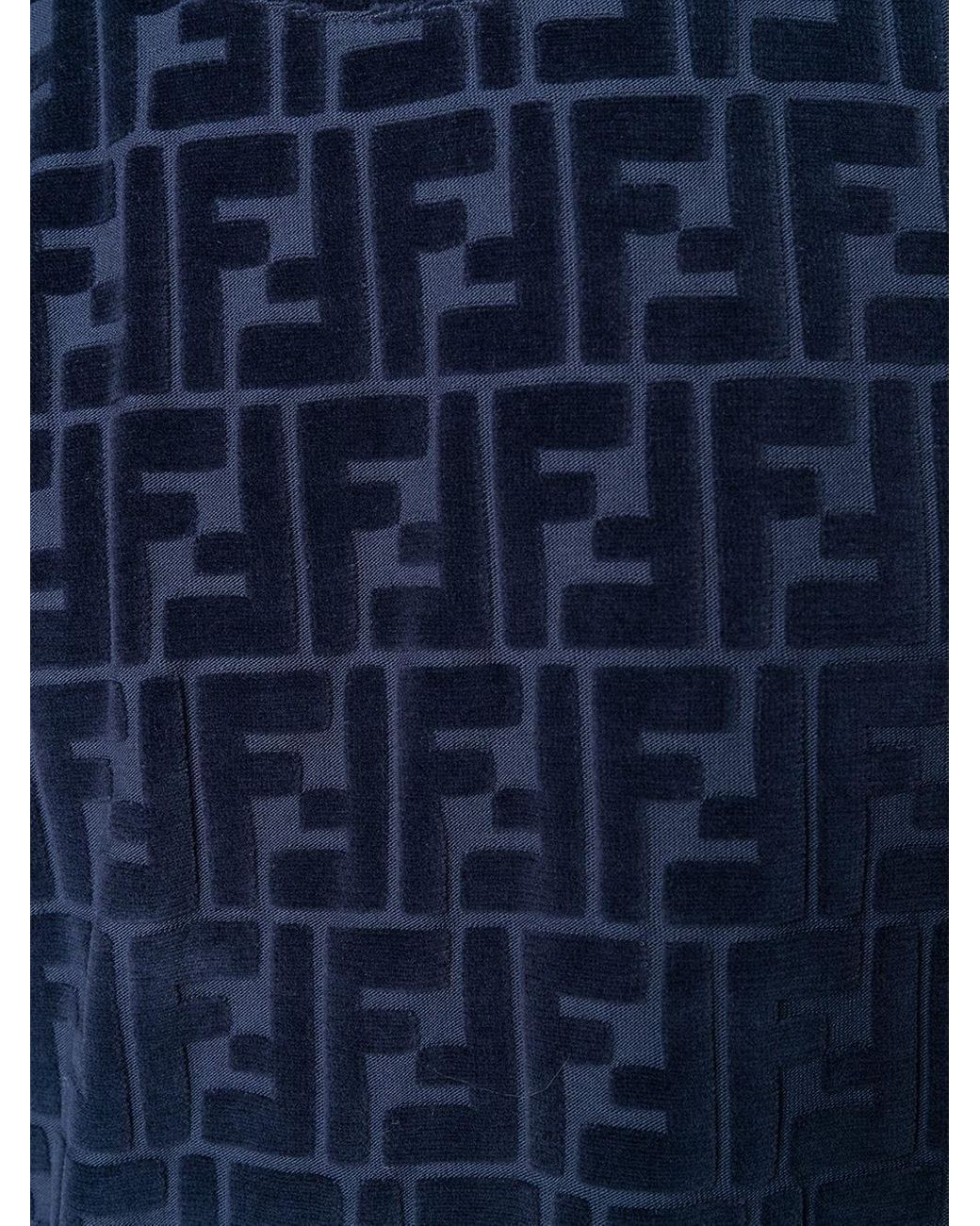 Fendi Velvet Monogram T-shirt in Blue 