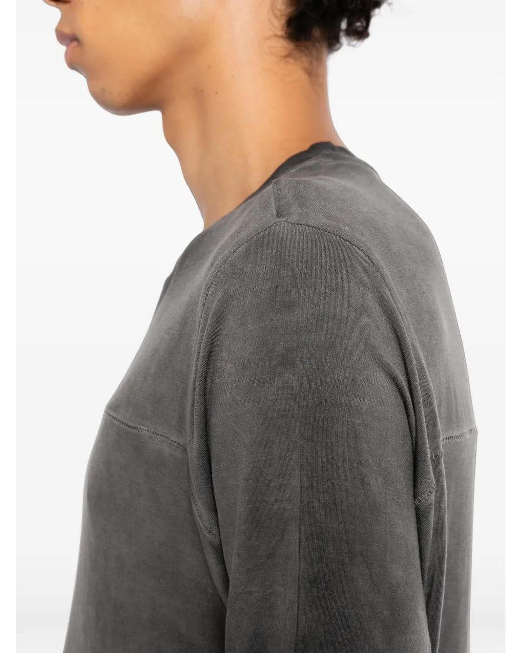 Thom Krom Gray T-Shirt Teint À Froid À Détails De Coutures for men